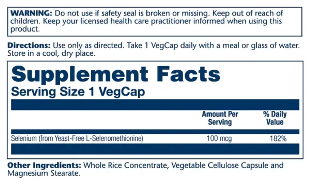 Selenium 100мкг Yeast-Free 90 капсул Solaray