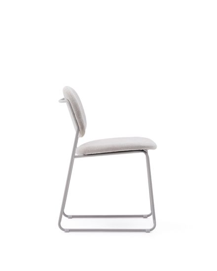 Стул Meli ткань бежевого цвета с бежевыми металлическими ножками Испания 