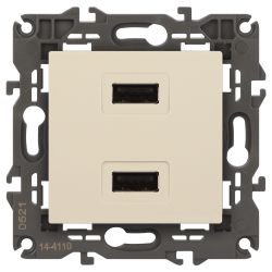14-4110-02 ЭРА Устройство зарядное USB, 230В/5В-2100мА, IP20, Эра Elegance, сл.кость