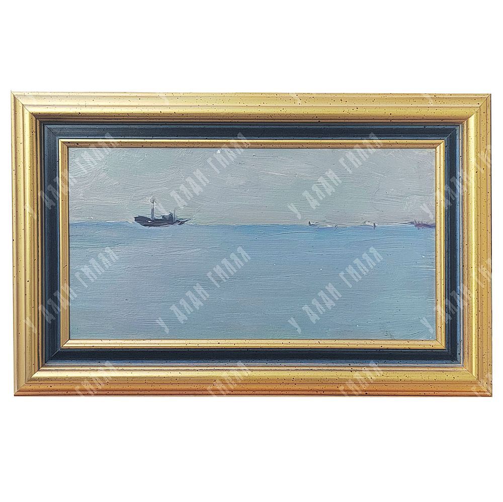 [Двусторонний] Динес Ю. С. Путник на берегу Волги / Две фигуры. Этюд. Холст, масло. 1943