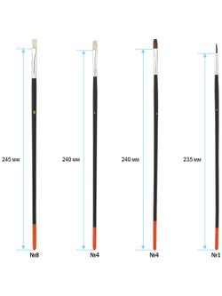 Набор кистей 15шт. пони, щетина, плоские, круглые (SB-3298)