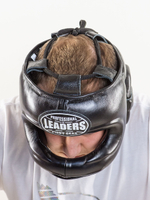Шлем боксерский LEADERS LS с бамперной защитой BK кожа черный