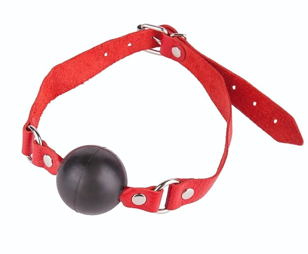 Чёрный кляп-шар с красным ремешком (Цвет: черный с красным)