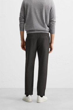 ZARA БРЮКИ КОМФОРТНОЙ ПОСАДКИ ИЗ РЕЛЬЕФНОЙ ТКАНИ, КОРИЧНЕВЫЙ С МЕЛАНЖЕВЫМ ЭФФЕКТОМ