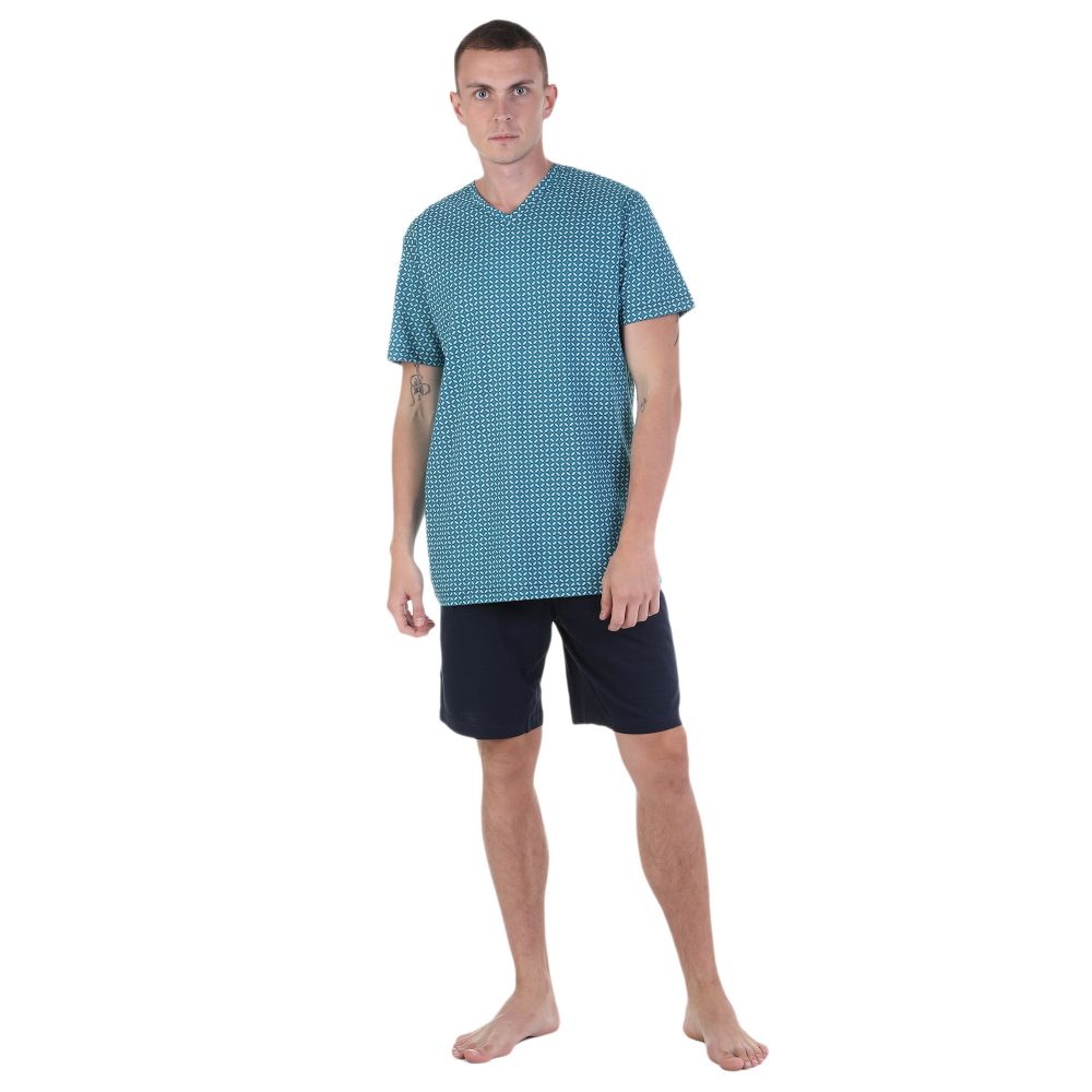 Мужская пижама V-neck синяя с шортами Bugatti 56025/4008 615