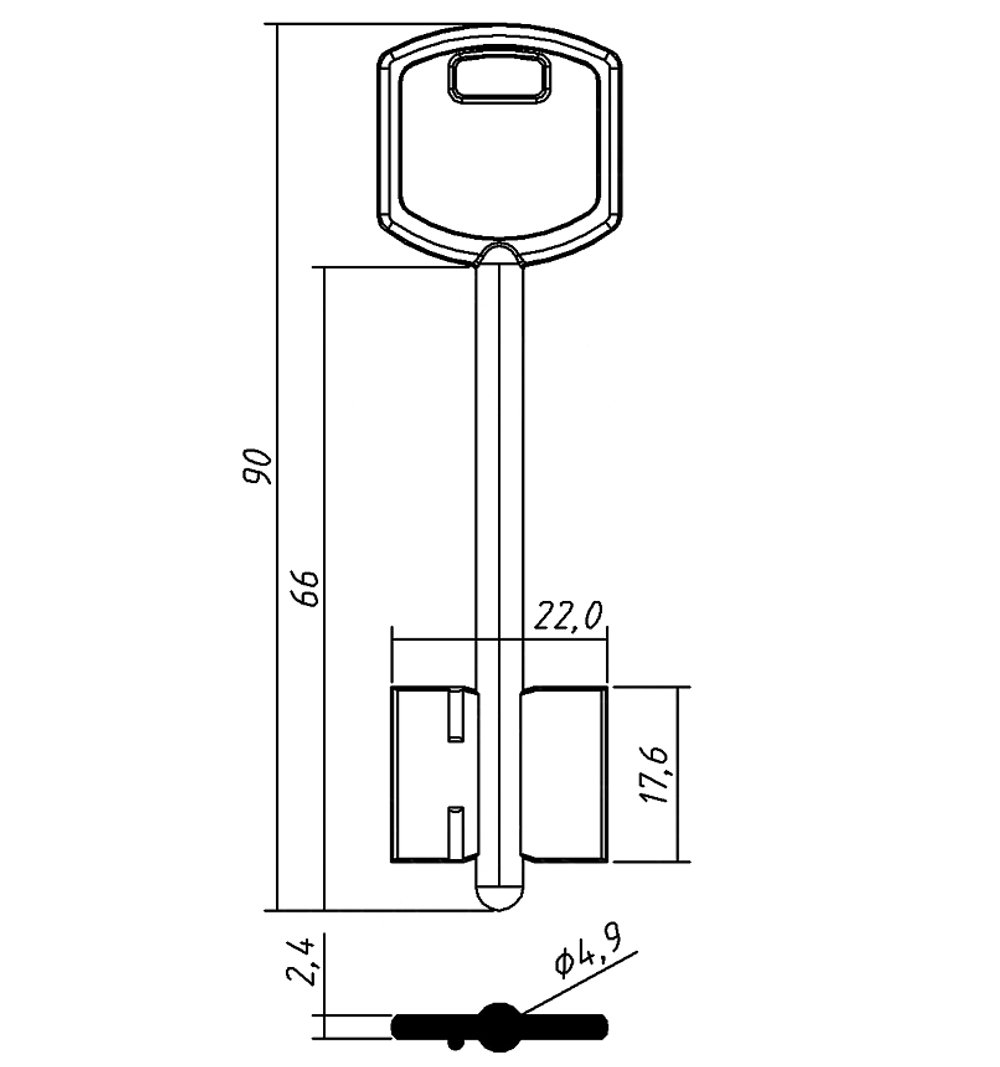 Заготовка сувальдного ключа 12806 ZNT3D