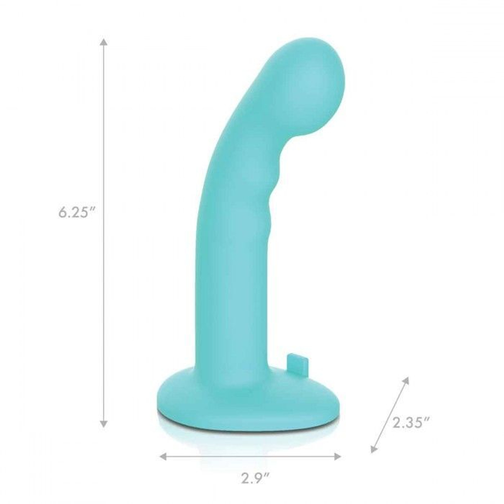 Голубая изогнутая насадка 6in Remote Control Ripple P-Spot G-Spot на черных трусиках - 16 см. (Цвет: голубой с черным)