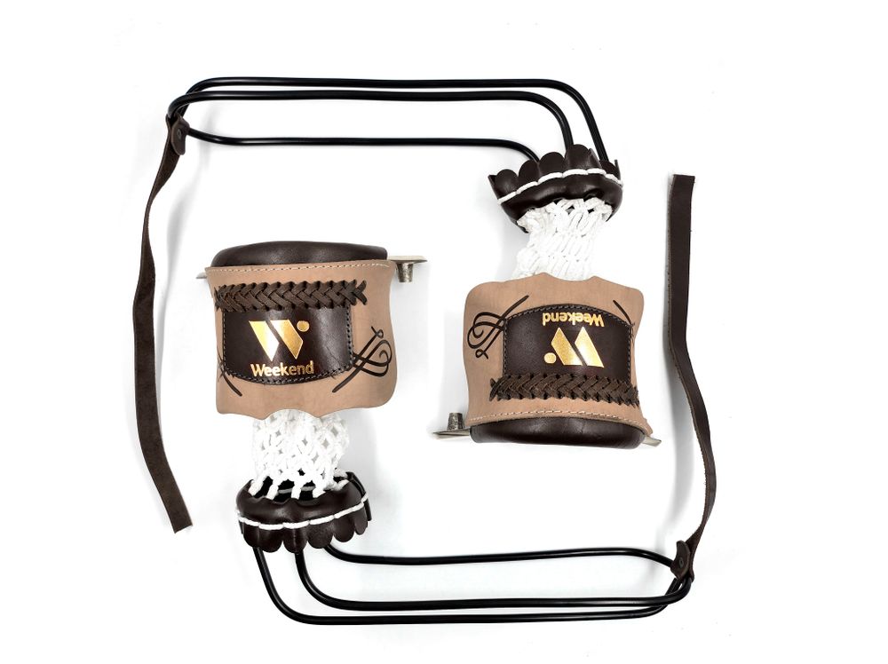 Комплект луз с выкатом RU-M2, скоба - латунь (лен, бежевая кожа, комбинированная) плетенка с логотипом