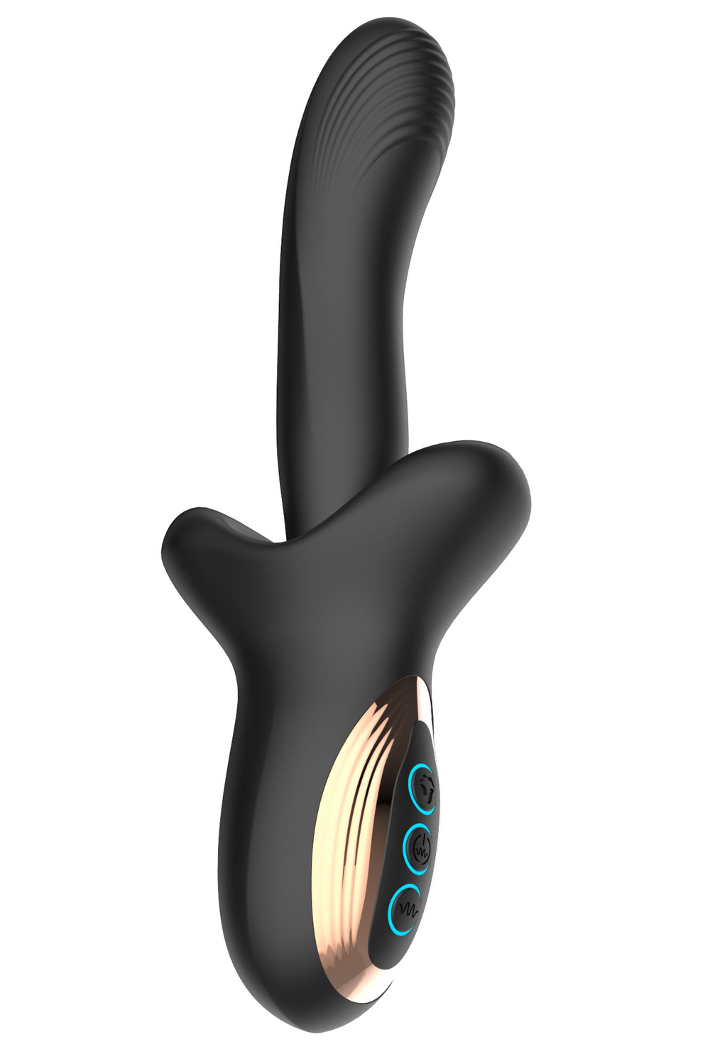 Черный вибратор с постукивающим эффектом - 22 см. (Цвет: черный)