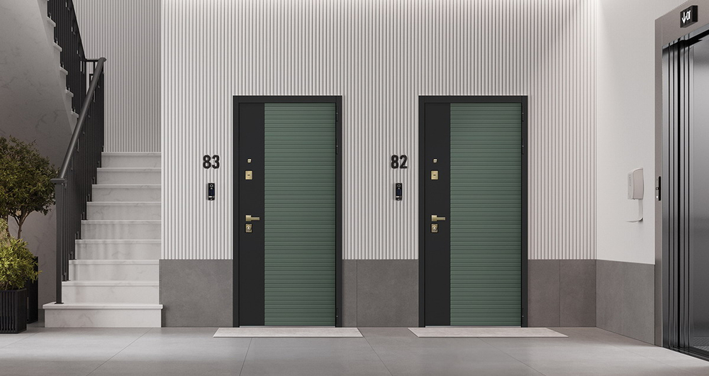 Стальная дверь "Сингапур" с зеркалом. Заказная модель.