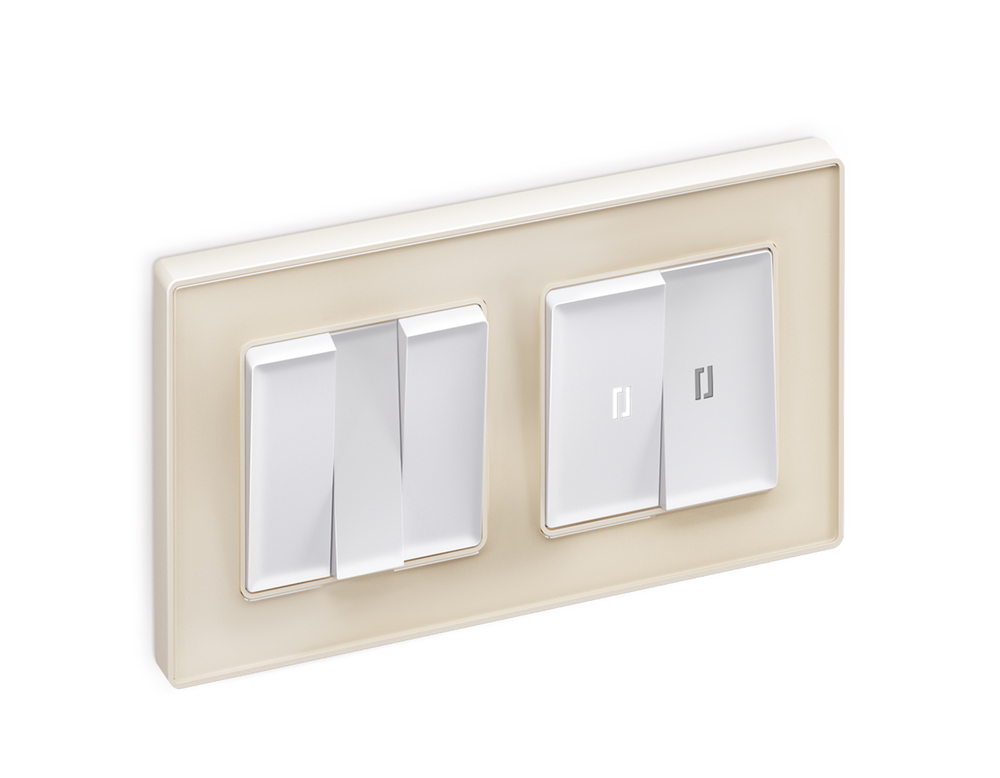 MA124035 Комплект механизма 2-кл проходного выключателя с подсветкой 5600K ALFA Белый матовый QUANT (AP1240, VM120, G25W)