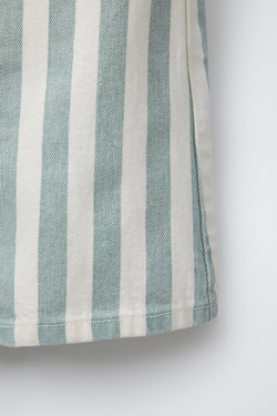 ZARA КОМБИНЕЗОН ИЗ ТВИЛА В ПОЛОСКУ, ЭКРЮ/СИНИЙ