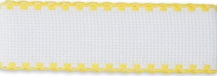 Канва "Gamma" лента,  Aida №14, 100% хлопок, шир. 35 мм, цв.бел/желт.