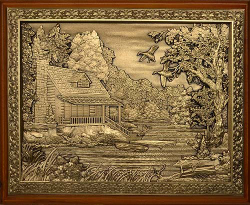 Деревянная ключница "Домик охотника" малая