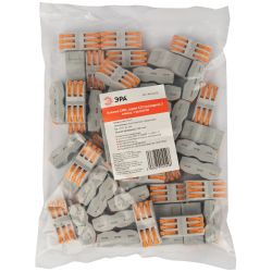 Клемма ЭРА серия 423 проходная 3 плюса с рычагом 0.08-4мм2 упаковка 50 шт