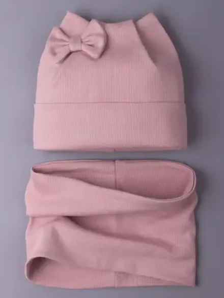 Шапка для девочки осенняя с ушками и снуд