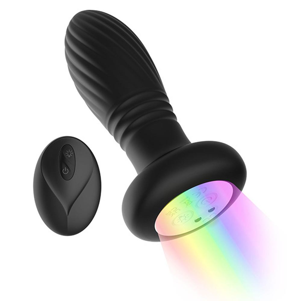 Черная анальная пробка 11,9см с вибрацией и LED-подсветкой Secwell Plug SW3023