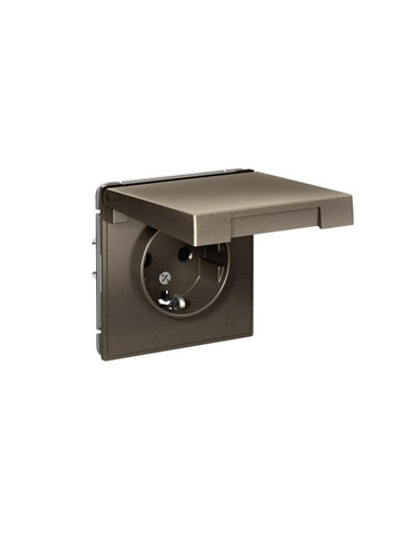 Розетка ArtGallery 16А IP20 с заземл. защ. шторки с крышкой механизм мокко SE GAL000646