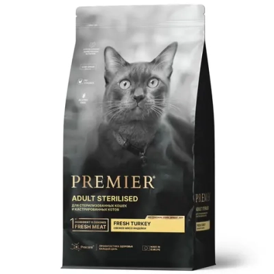 Сухой корм Premier Cat Turkey Sterilised для стерилизованных кошек из свежего мяса индейки
