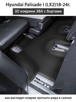 Автомобильные коврики ЭВА с бортами для Hyundai Palisade I (LX2) 18-24г. Для 3-х рядов