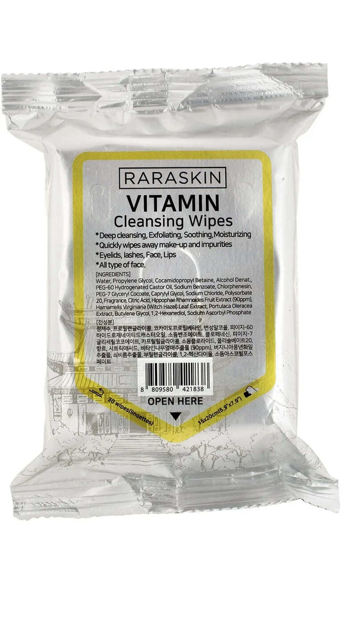 Салфетки очищающие для лица Raraskin Vitamin Cleansing Wipes с витаминами 100 г / 30 шт
