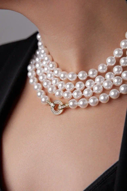 Нить 160 см кремового жемчуга Swarovski диаметром 1 см с золотой застежкой из цирконов