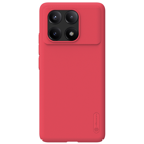 Тонкий жесткий чехол красного цвета (Bright Red) от Nillkin для Xiaomi Poco X6 Pro 5G и Redmi K70E, серия Super Frosted Shield
