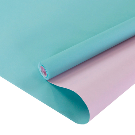 Упаковочная бумага, Крафт (0,7*10 м) Тонировка, Мятный/Розовый, 2 ст, 1 шт.