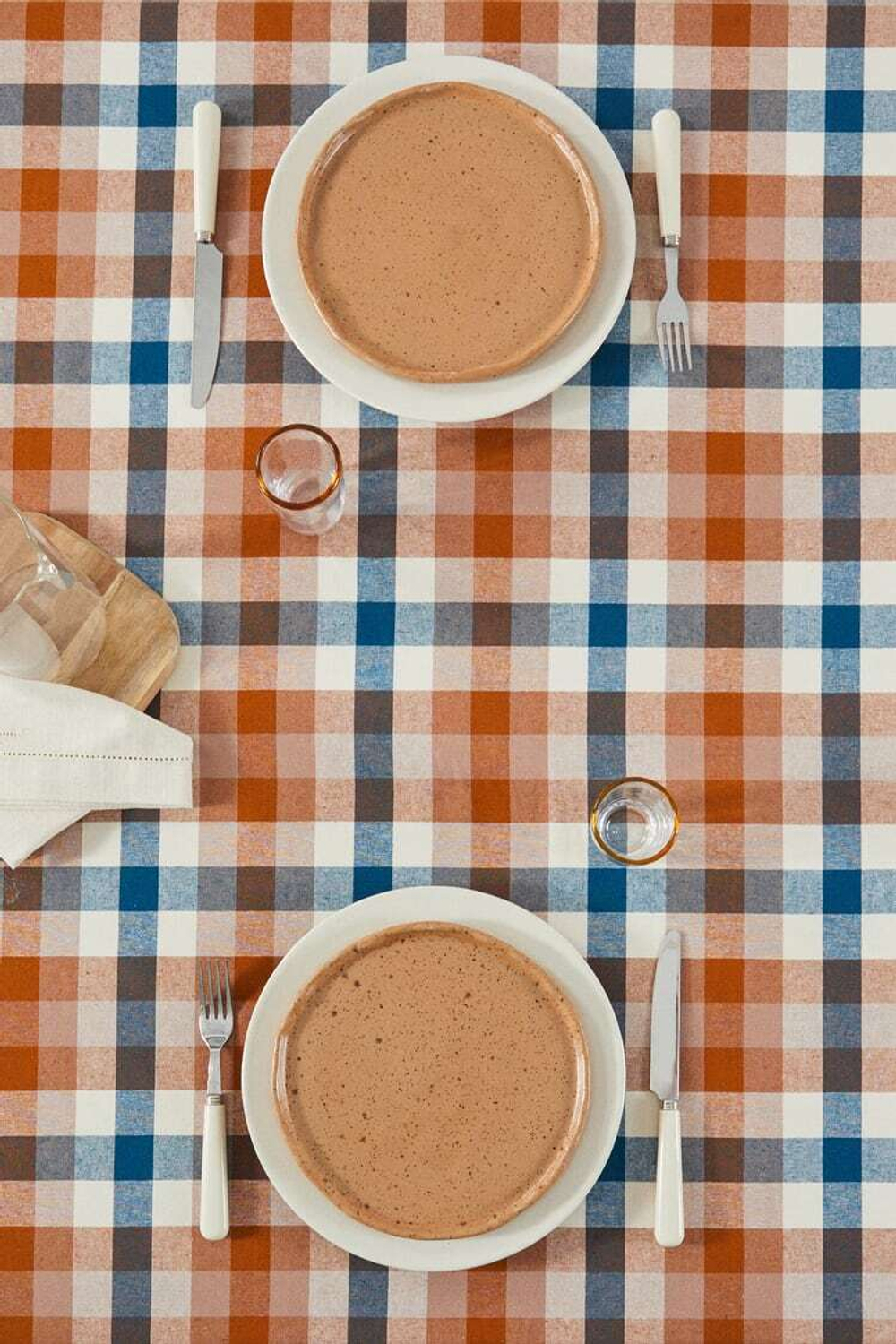 ZARA HOME СКАТЕРТЬ В КЛЕТКУ ИЗ СМЕСИ ХЛОПКА И ЛЬНА,  СИНИЙ/БЕЛЫЙ