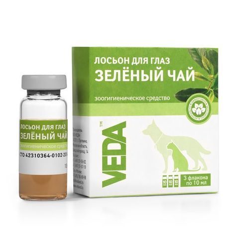 VEDA "Зеленый Чай" Лосьон для обработки глаз у собак и кошек 10мл