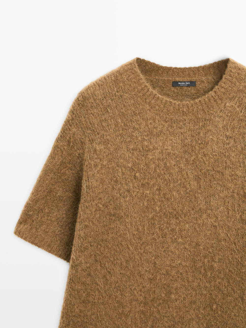 Massimo Dutti Объемный вязаный свитер из альпаки и шерсти, светло-зеленый