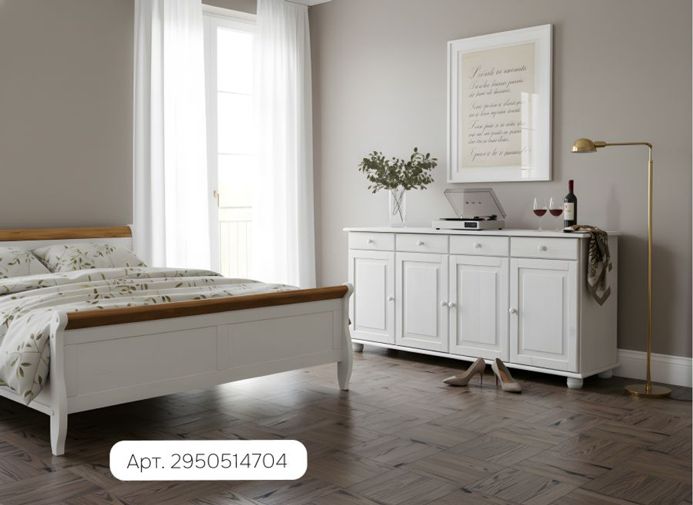 Тумба Лена, 174х39х81, комод 4 двери из сосны, с ящиками (нижняя часть буфета Лена), Dipriz