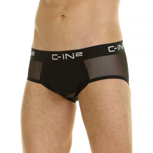 Мужские трусы брифы черные сетчатые C-IN2