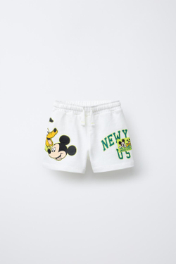 ZARA ШОРТЫ С ПРИНТОМ MICKEY MOUSE © DISNEY, ЭКРЮ