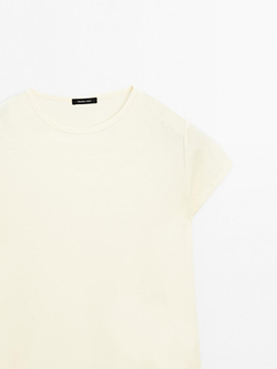 Massimo Dutti Хлопковая футболка, светло-желтый