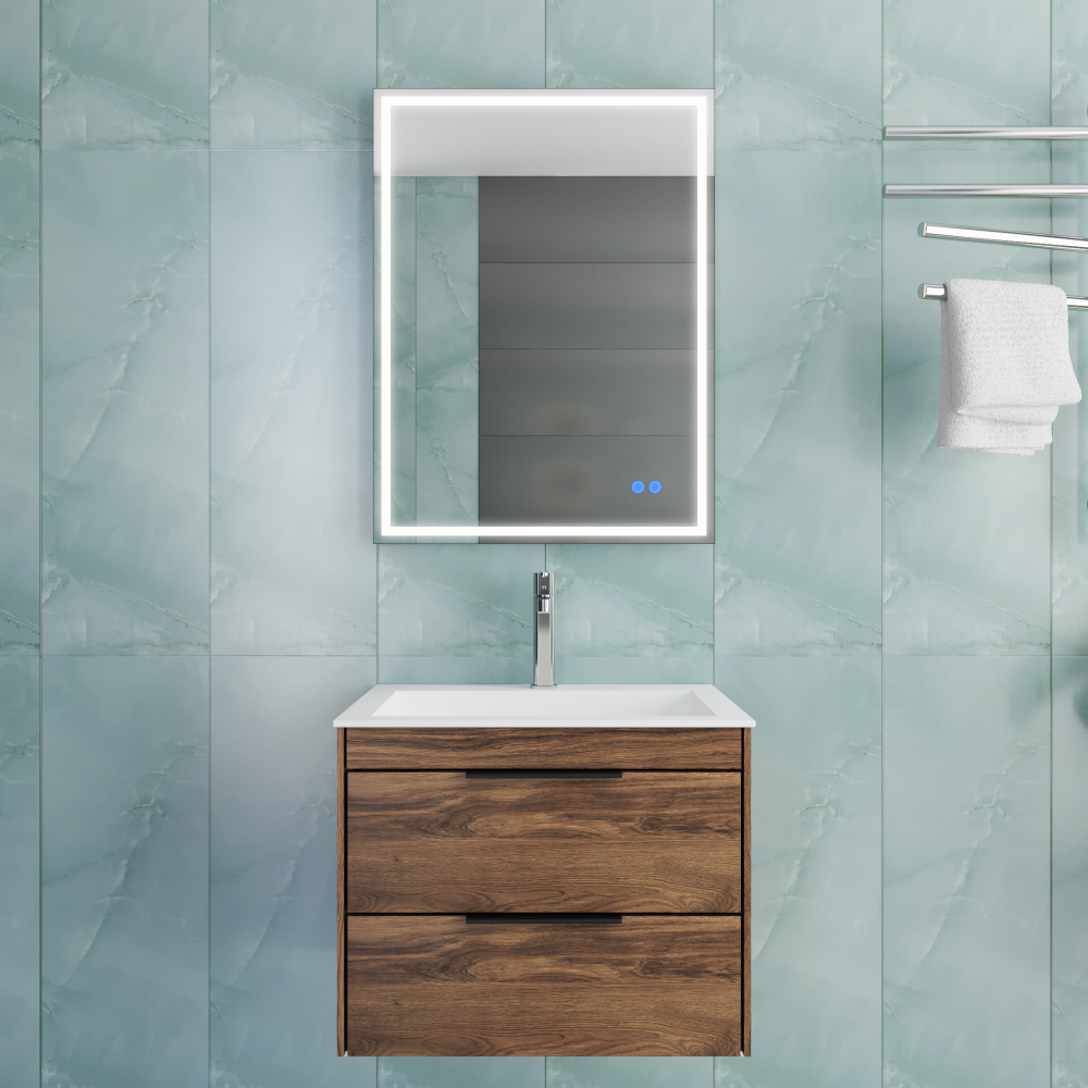 Тумба под раковину Vincea Chiara 2D 600 подвесная, 2 выкатных ящика soft-close, C.Oak