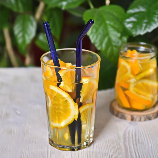 Набор стеклянных трубочек ZEERO "Минималист", синий с чехлом