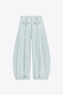 ZARA ДЖИНСЫ-БАЛЛОНЫ С ВЫСОКОЙ ПОСАДКОЙ — ZW COLLECTION, ГОЛУБОЙ