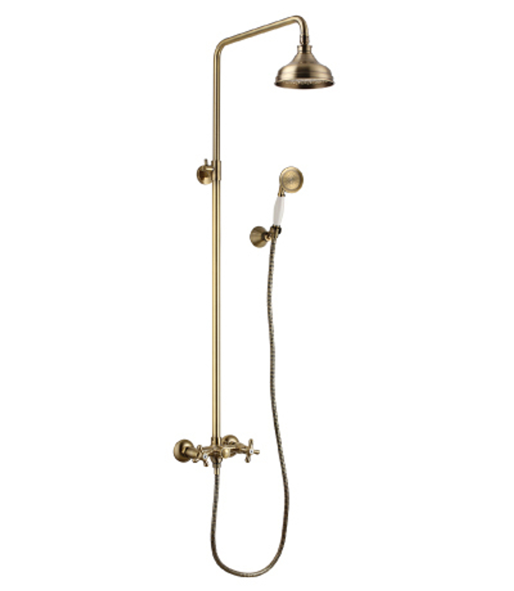 Смеситель для душа с регулируемой высотой штанги и верхней душевой лейкой "Тропический дождь" LEMARK VINTAGE – LM2860B