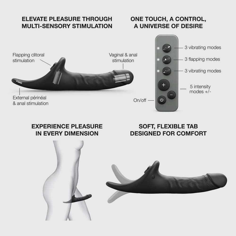 Strap-on-me MULTI ORGASM REALISTIC DILDO - Фаллоимитатор с стимуляцией клитора и вибрацией, M
