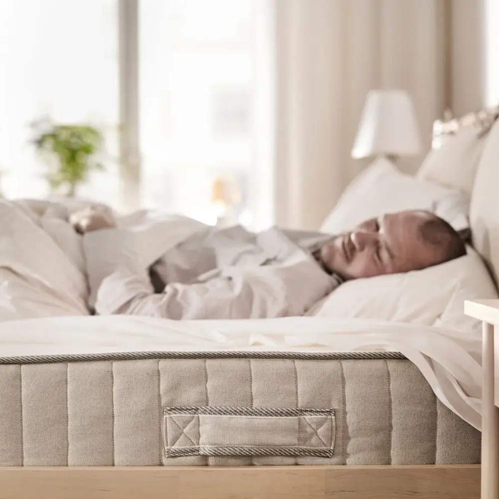 Матрас с пружинами карманного типа, жесткий / натуральный - IKEA VATNESTROM/VATNESTRÖM/ВАТНЕСТРЁМ ИКЕА, 180х200 см, белый/бежевый