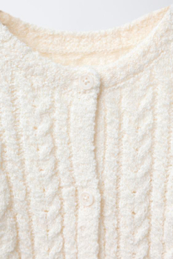 ZARA ВЯЗАНЫЙ КОМБИНЕЗОН С УЗОРОМ «КОСЫ», ЭКРЮ