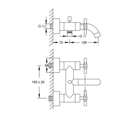 Steinberg Серия 250 Смеситель однорычажный для ванны/душа 1/2&quot; с 90° керамическими вентилями, с переключателем, с защитой от обратного потока, хром 250 1100