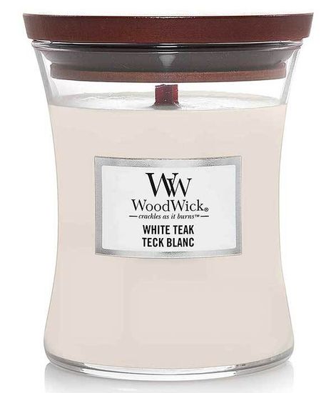 Белый тик, ароматическая свеча, WoodWick