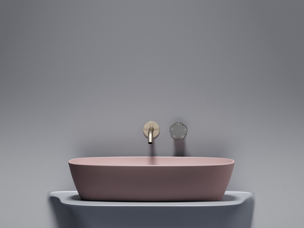 Умывальник чаша накладная овальная (цвет Розовый Матовый) Element 610x385x140мм
