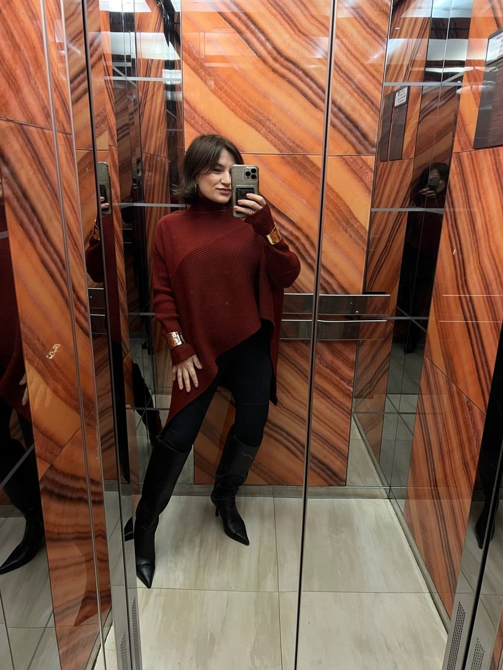 Асимметричный свитер ТЕРРАКОТ