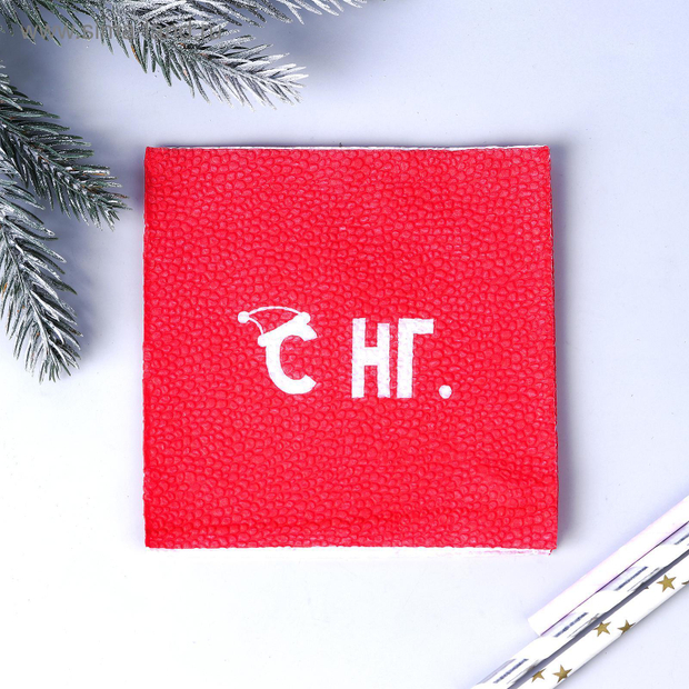 Салфетки бумажные однослойные «С НГ», 24х24 см, набор 20 шт