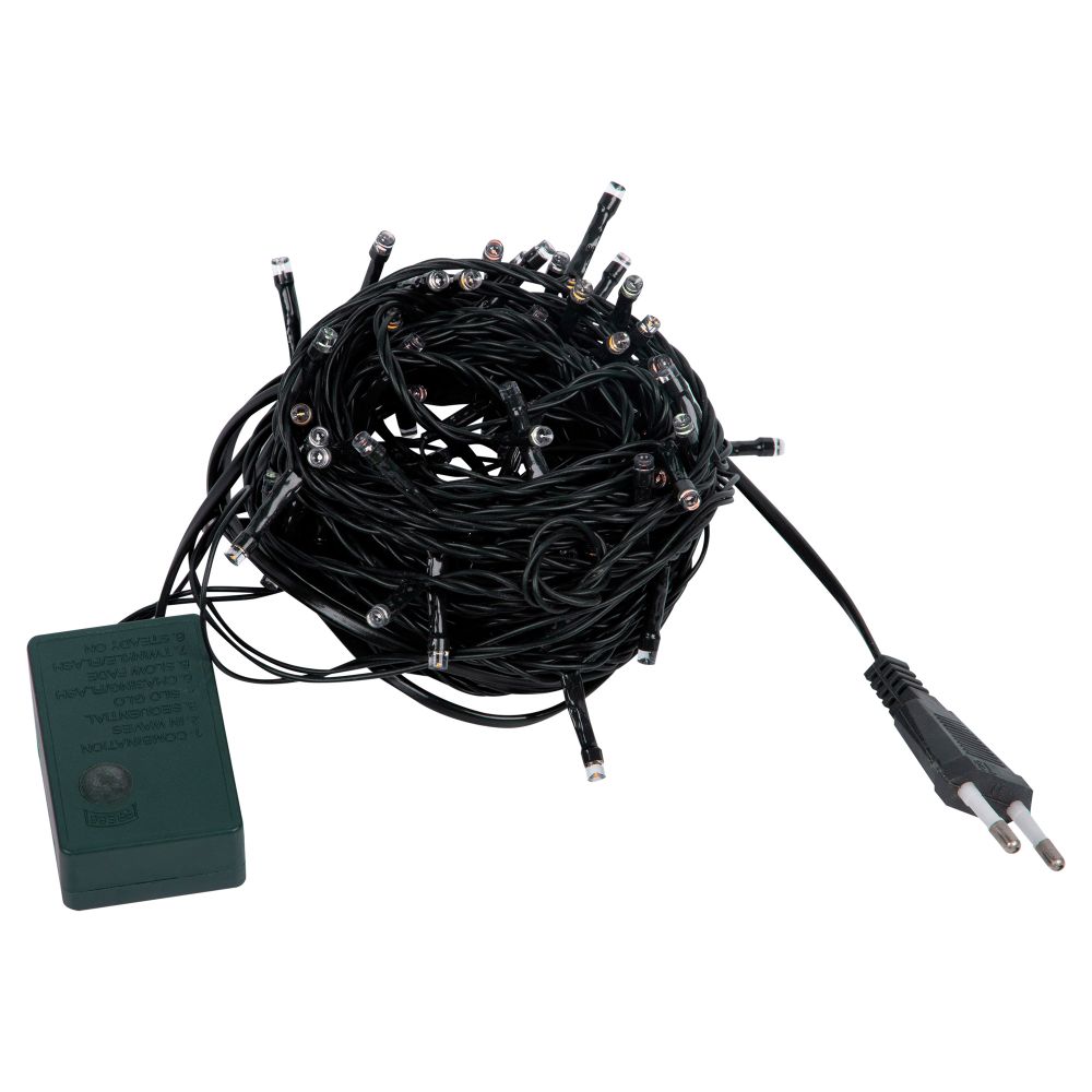 ULD-S1000-100-DGA MULTI-2 IP20 Гирлянда светодиодная. 10м. 100 светодиодов. Голубой. желтый. зеленый. розовый свет. Провод зеленый. ТМ Uniel