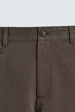 ZARA БРЮКИ ЧИНОС STRAIGHT FIT, КОРИЧНЕВЫЙ