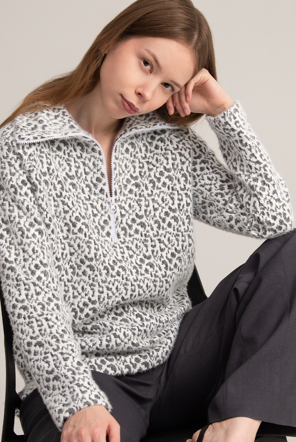 Джемпер женский 4721з, бело-серый #521БС034721з